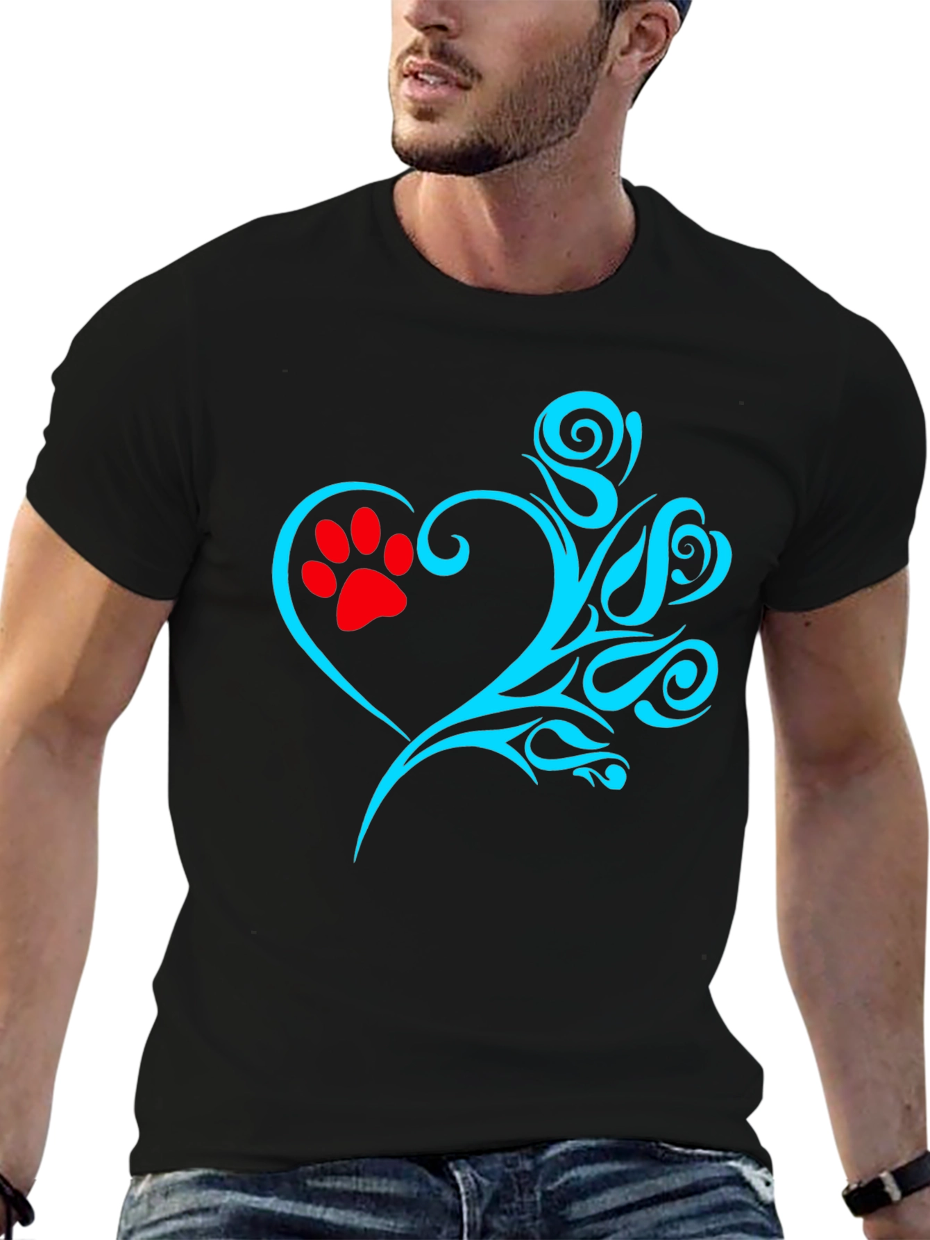 Heart Paw Print Graphic T-Shirt
