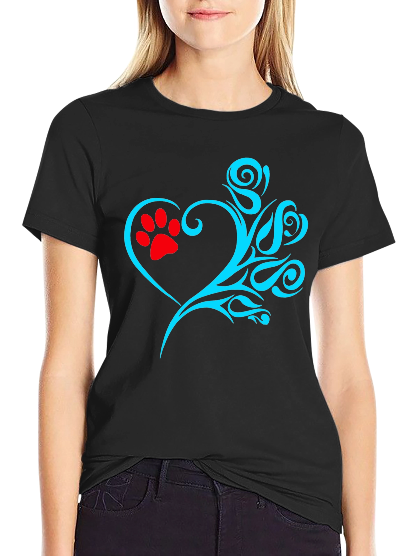Heart Paw Print Graphic T-Shirt