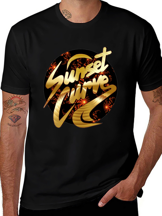 Sunset Curve Graphic Tee - Black Cotton T-Shirt