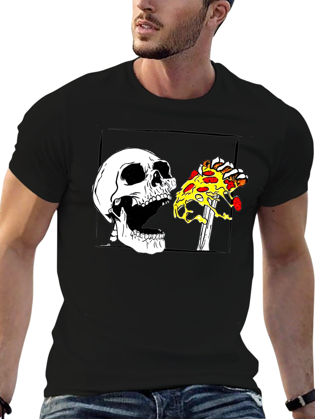 Skull Pizza T-Shirt - Graphic Tee
