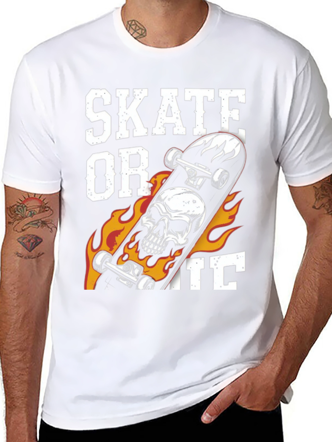 Skate or Die Graphic Print Black T-Shirt