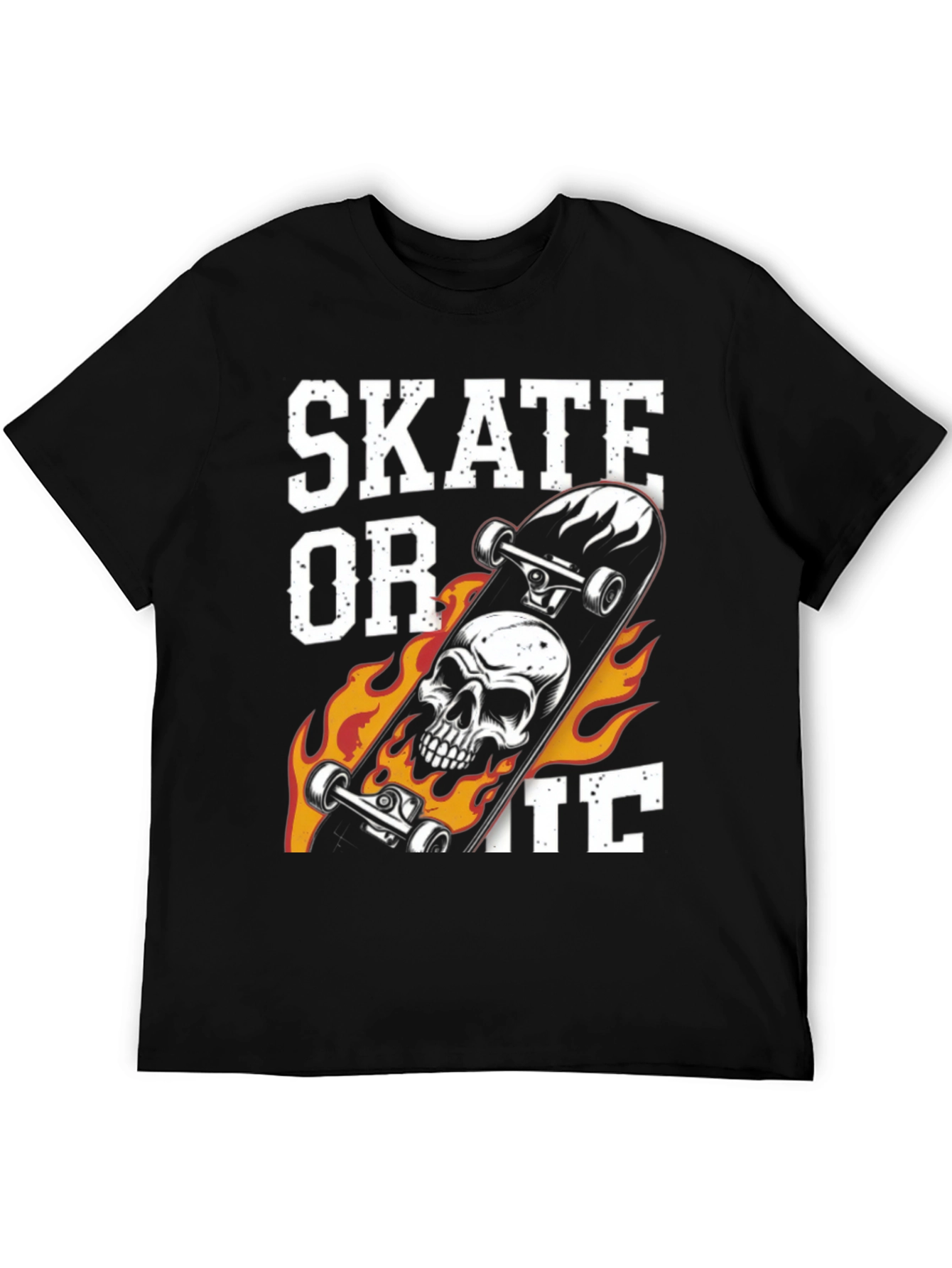 Skate or Die Graphic Print Black T-Shirt