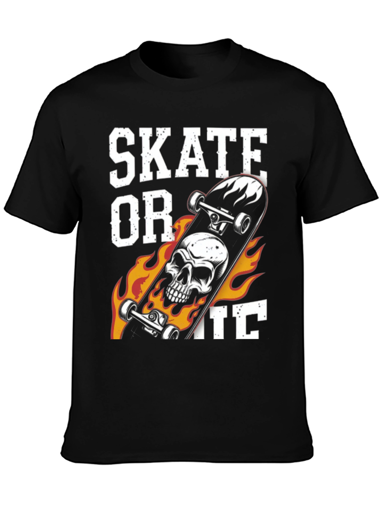 Skate or Die Graphic Print Black T-Shirt