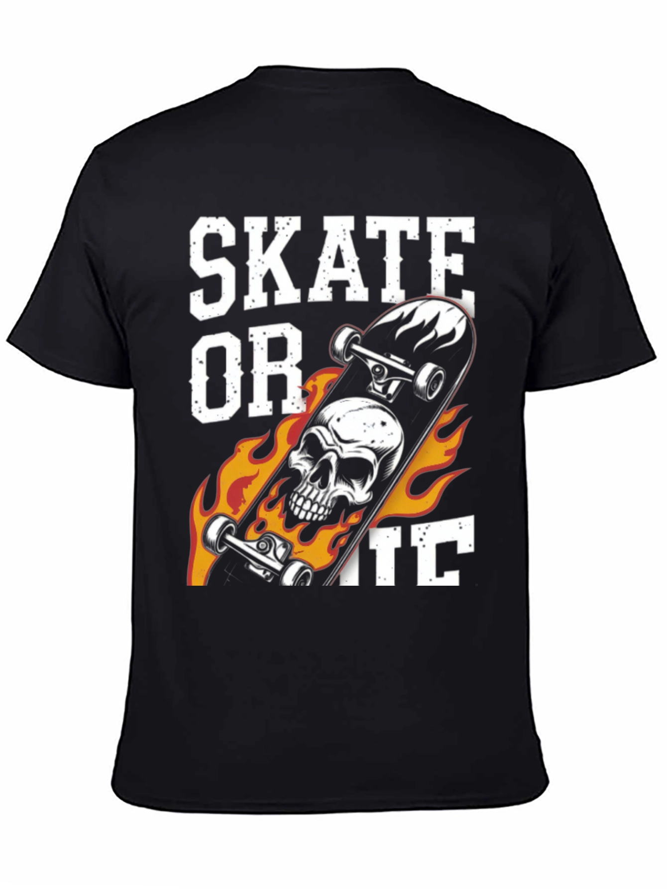 Skate or Die Graphic Print Black T-Shirt