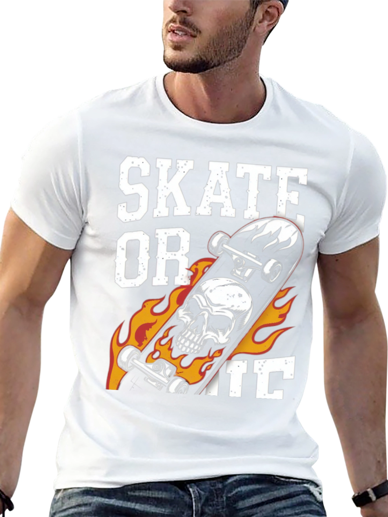 Skate or Die Graphic Print Black T-Shirt