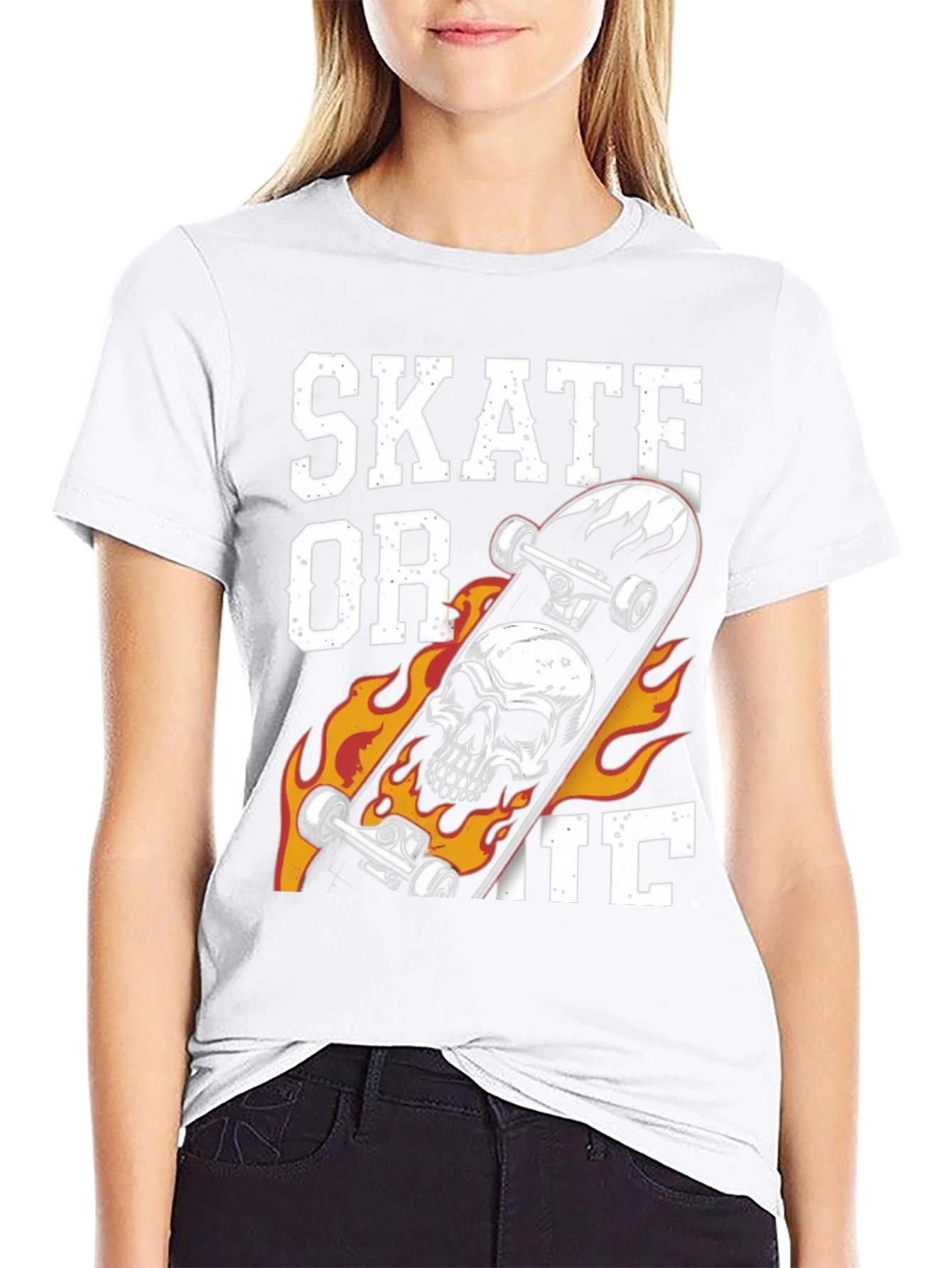 Skate or Die Graphic Print Black T-Shirt
