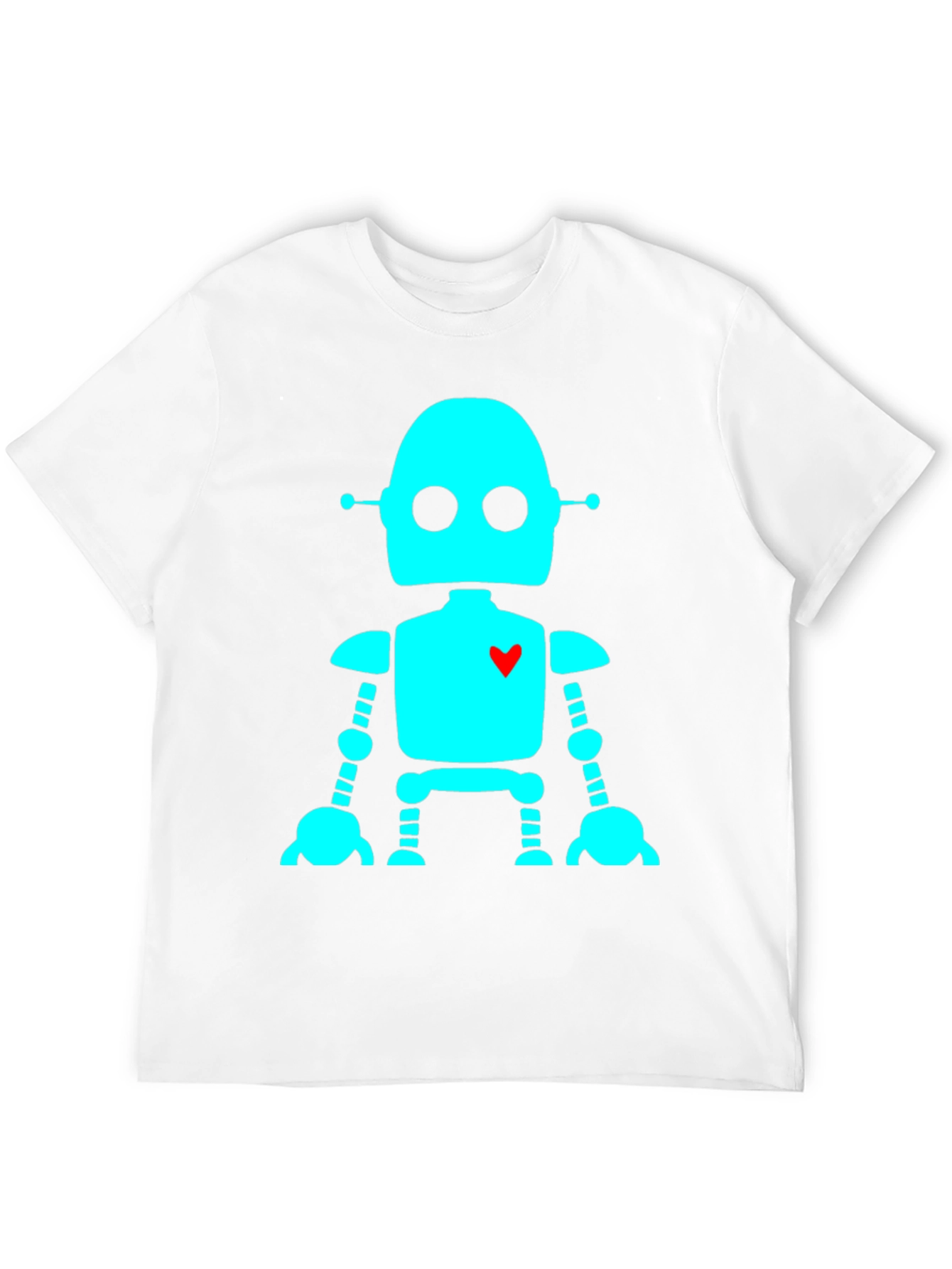 Robot with Heart T-Shirt - Black Short Sleeve