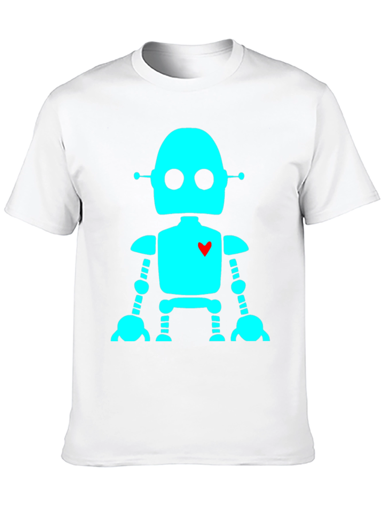 Robot with Heart T-Shirt - Black Short Sleeve