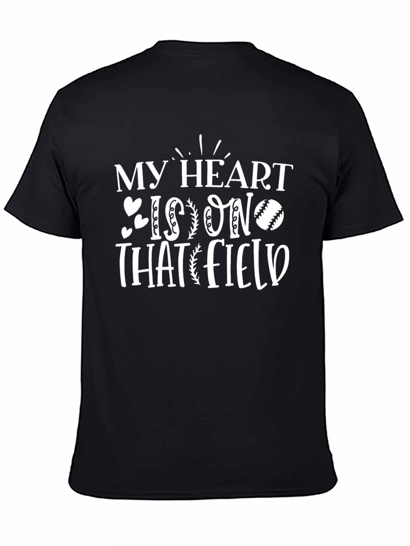 My Heart is On That Field Black Graphic T-Shirt