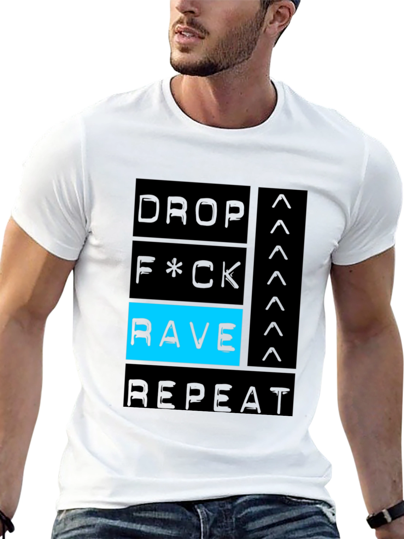Drop F*ck Rave Repeat Black Graphic Tee