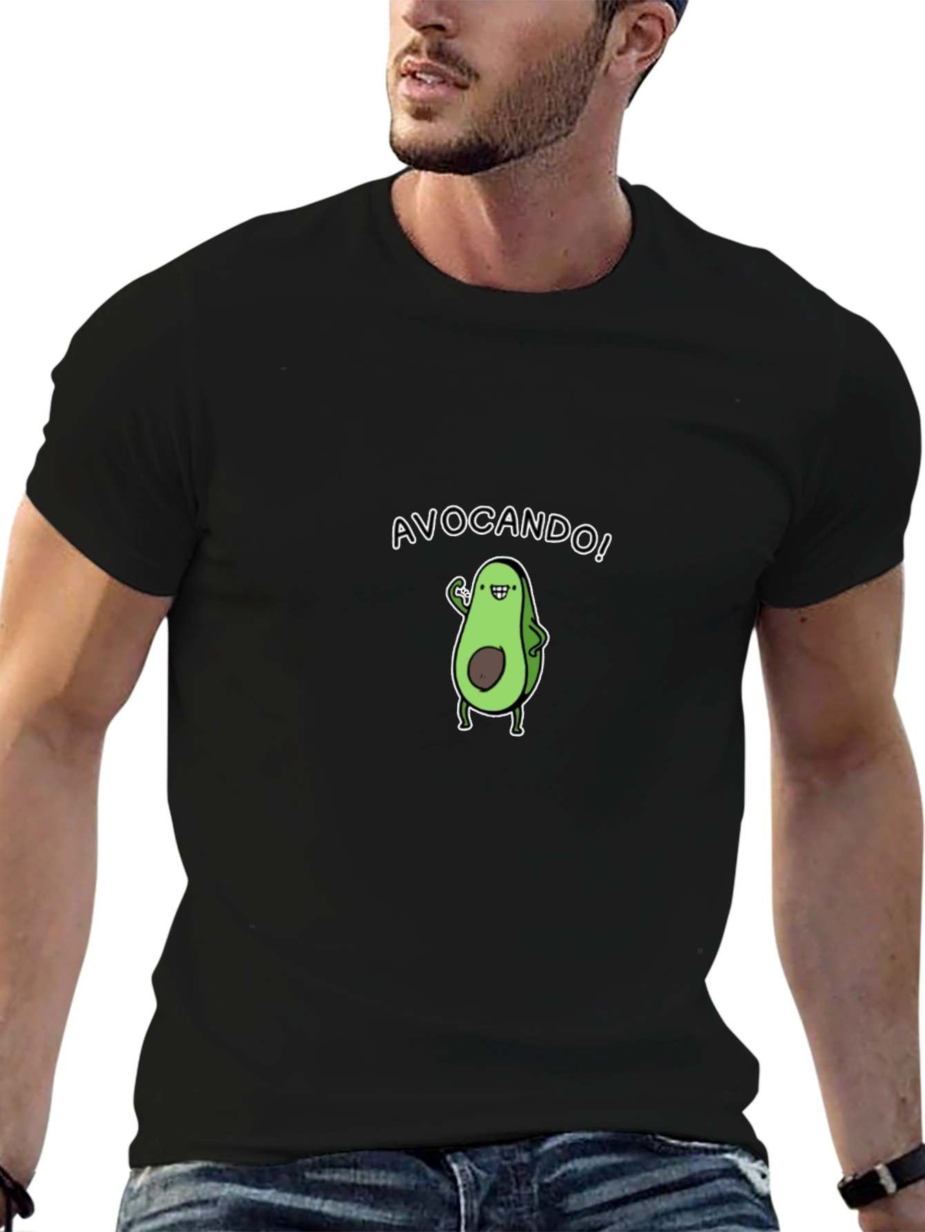 Avocando! Cartoon Avocado Black T-Shirt