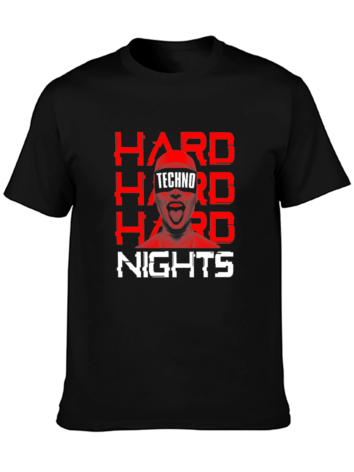 Hard Nights Techno Graphic Tee - Black Cotton T-Shirt