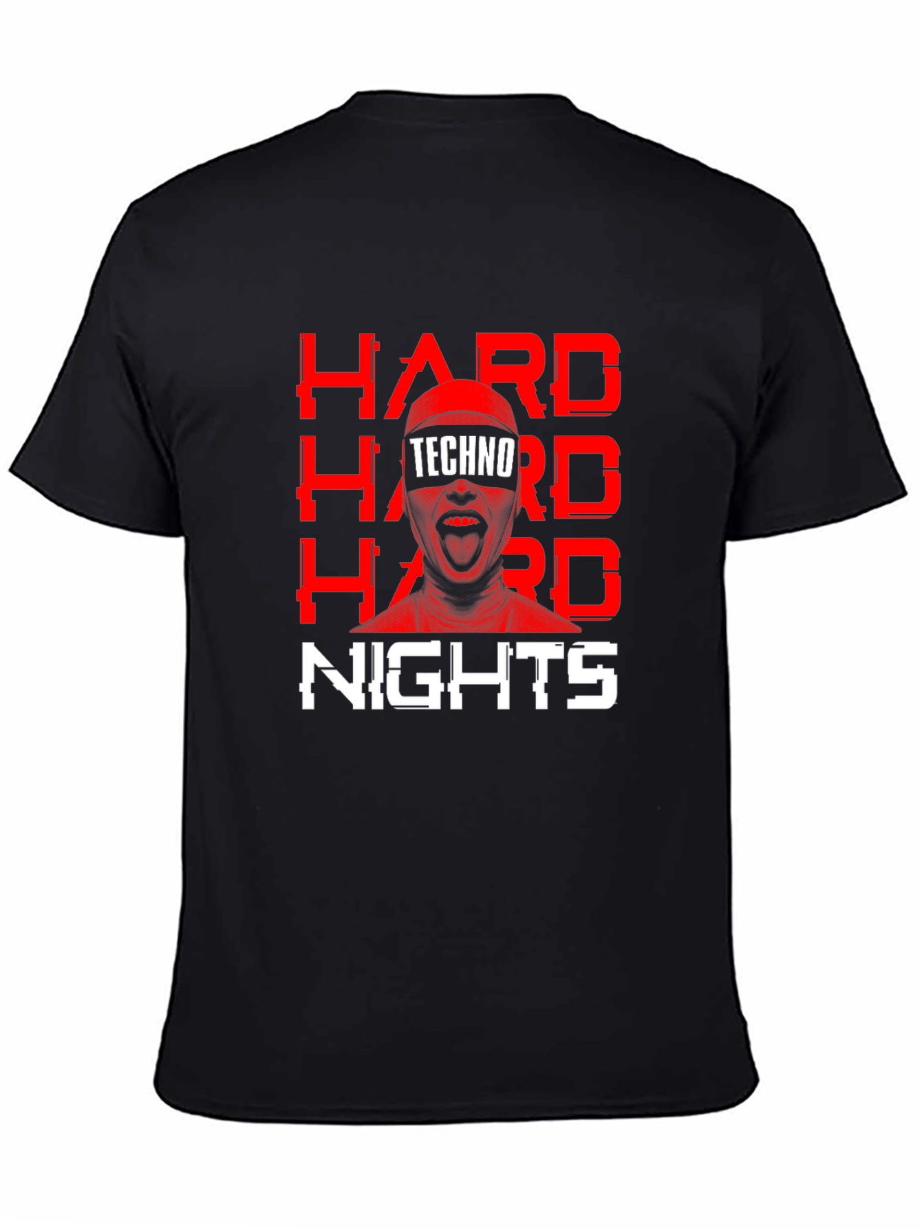 Hard Nights Techno Graphic Tee - Black Cotton T-Shirt