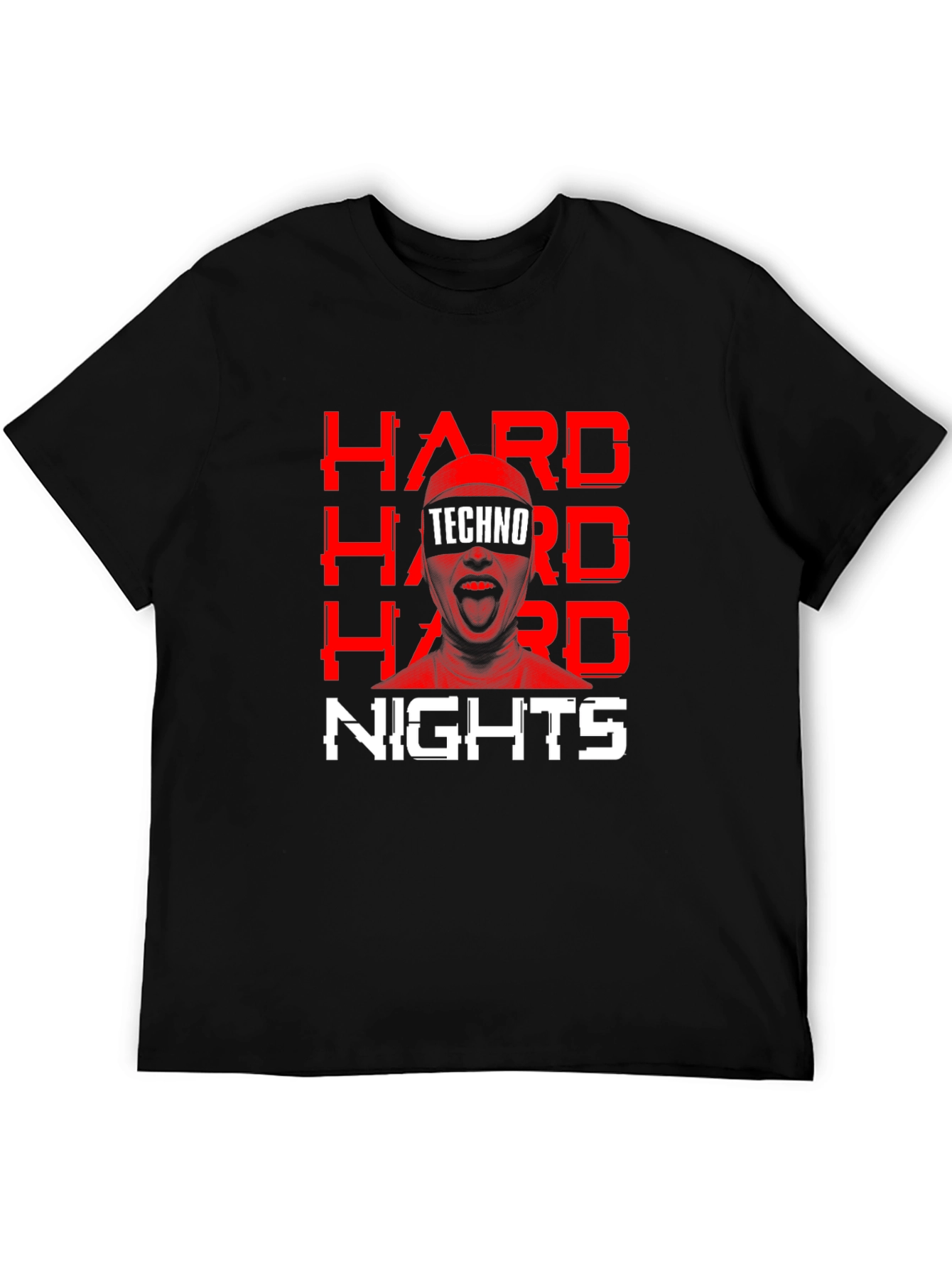 Hard Nights Techno Graphic Tee - Black Cotton T-Shirt