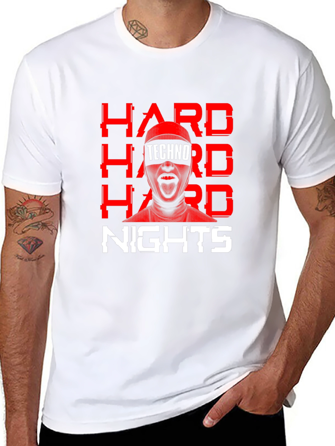Hard Nights Techno Graphic Tee - Black Cotton T-Shirt