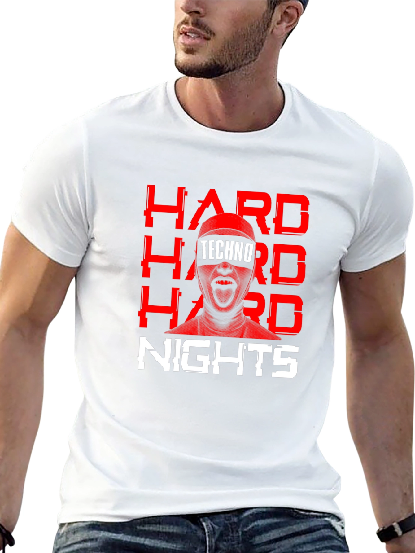 Hard Nights Techno Graphic Tee - Black Cotton T-Shirt