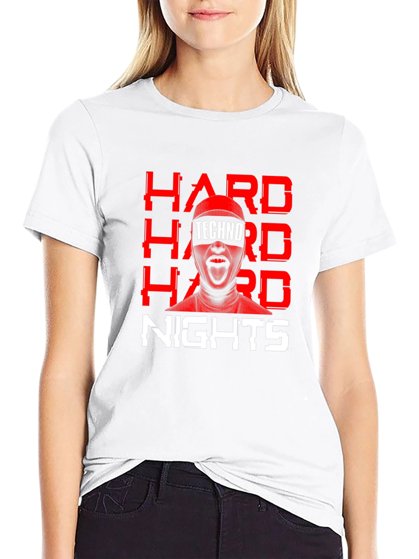 Hard Nights Techno Graphic Tee - Black Cotton T-Shirt