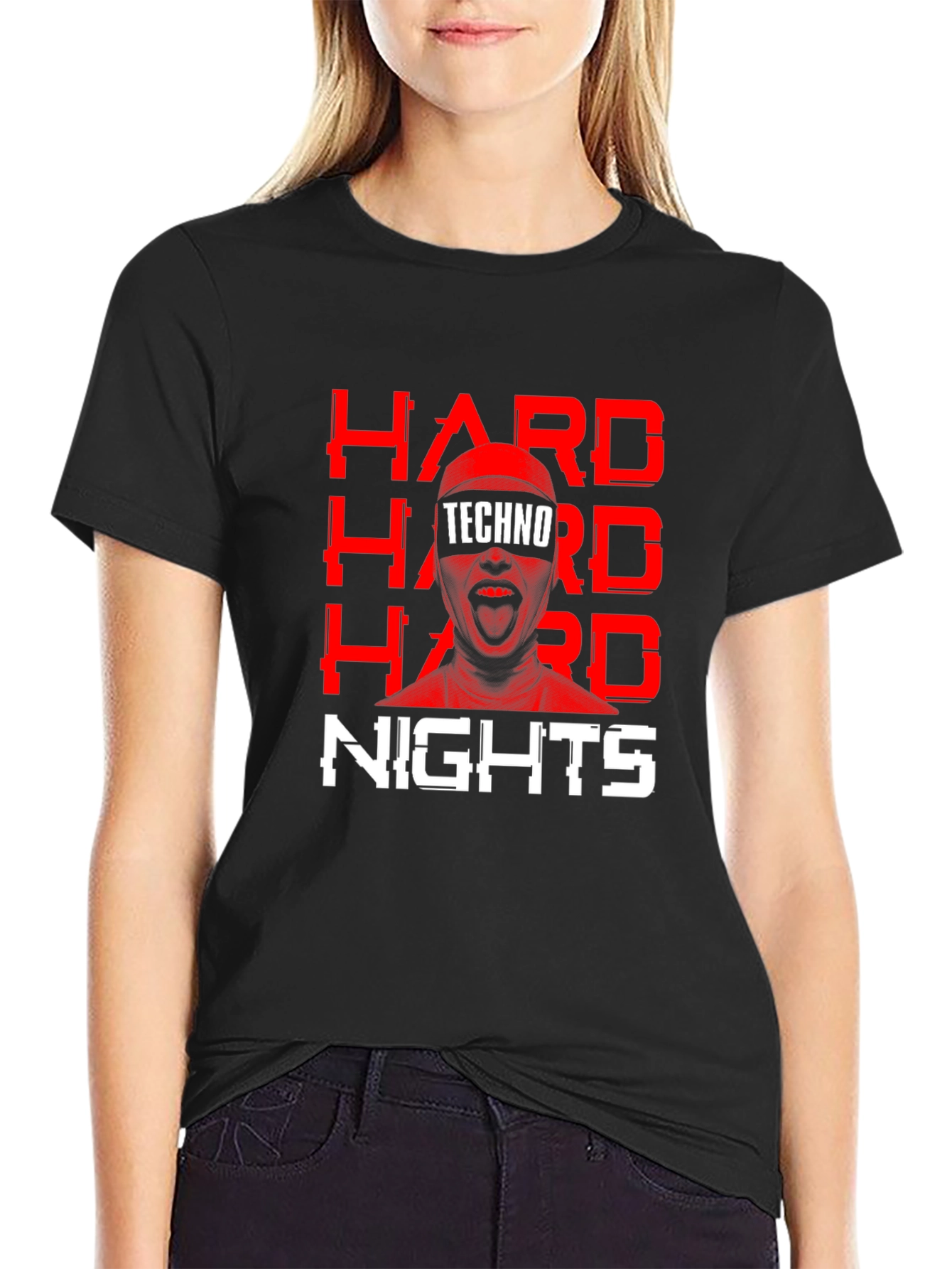 Hard Nights Techno Graphic Tee - Black Cotton T-Shirt