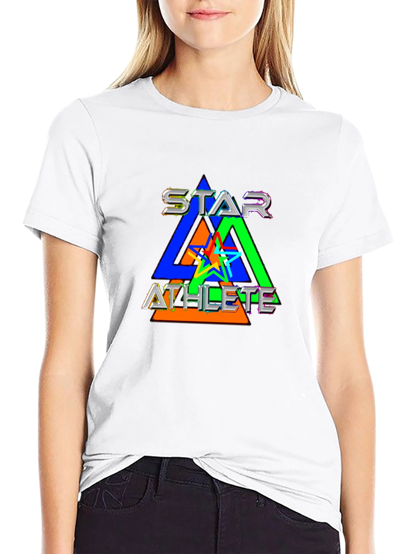 Star Athlete Graphic Print Black T-Shirt