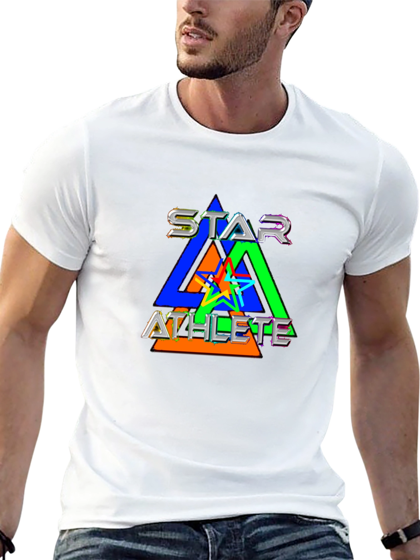 Star Athlete Graphic Print Black T-Shirt