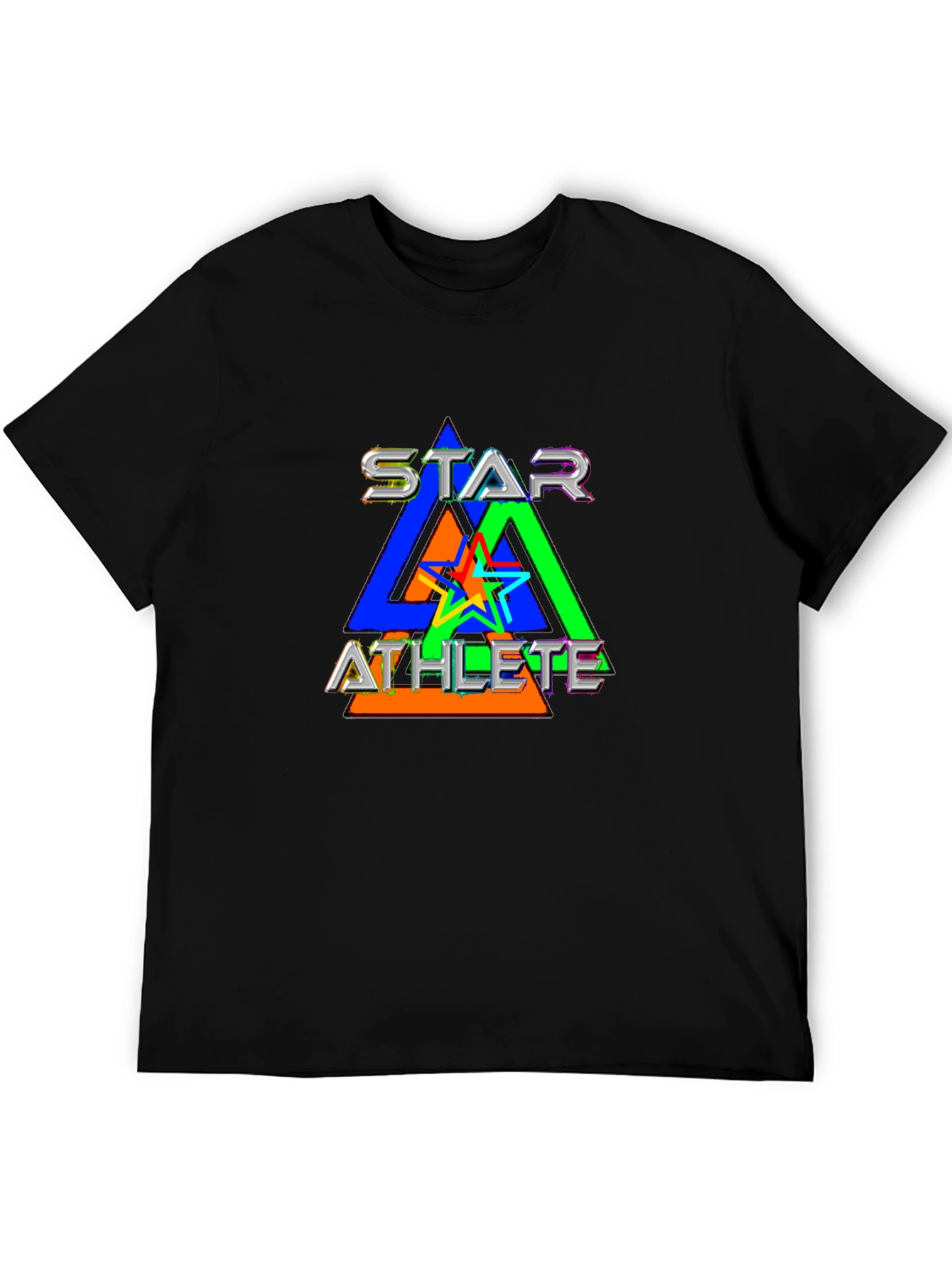 Star Athlete Graphic Print Black T-Shirt