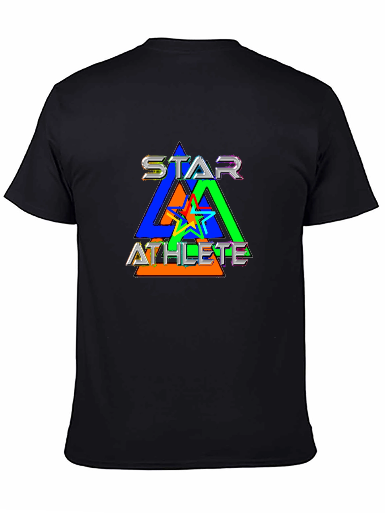 Star Athlete Graphic Print Black T-Shirt