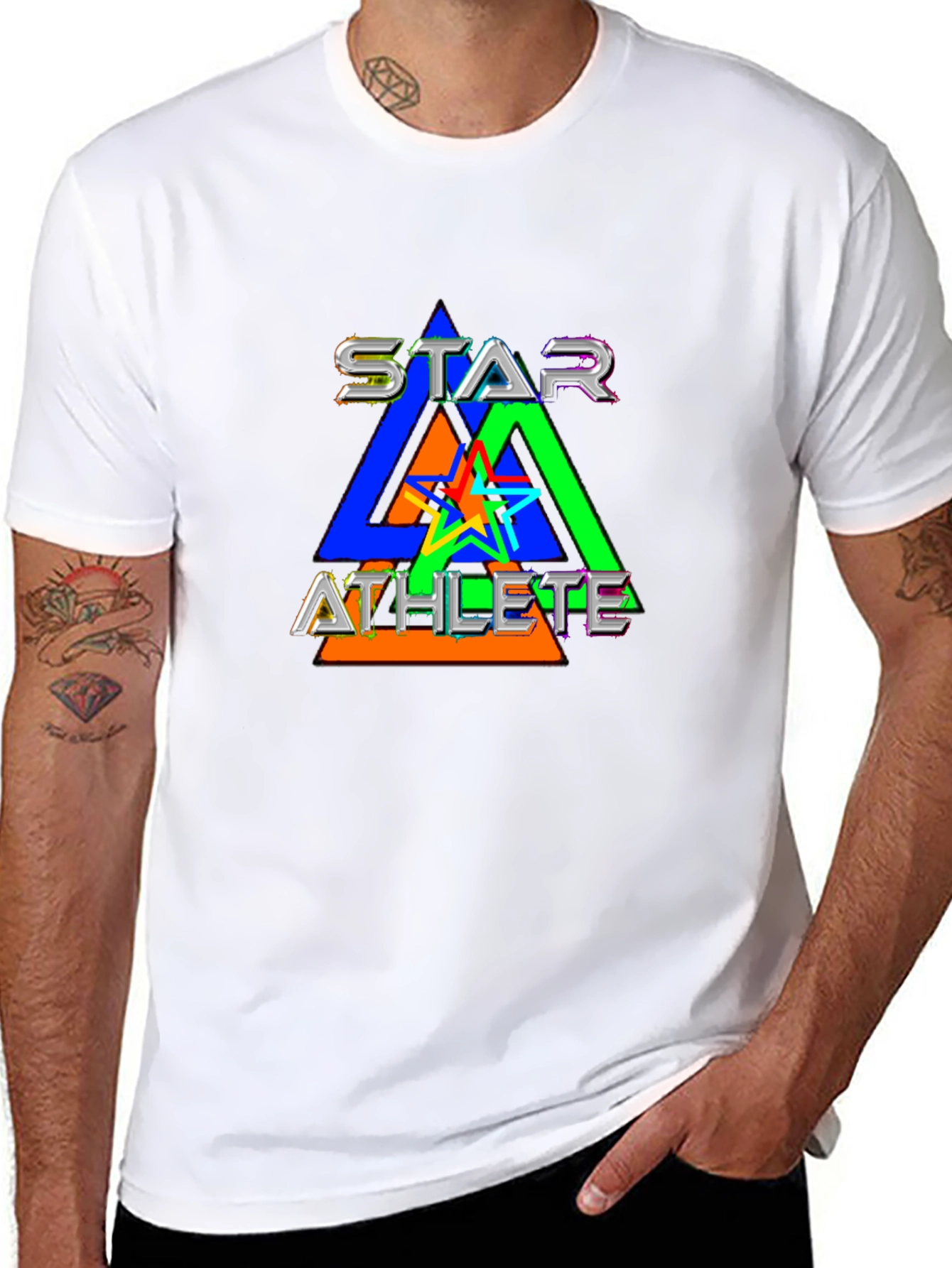 Star Athlete Graphic Print Black T-Shirt