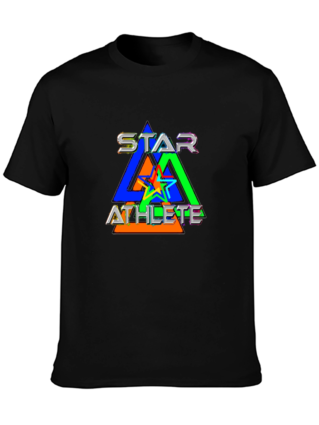 Star Athlete Graphic Print Black T-Shirt