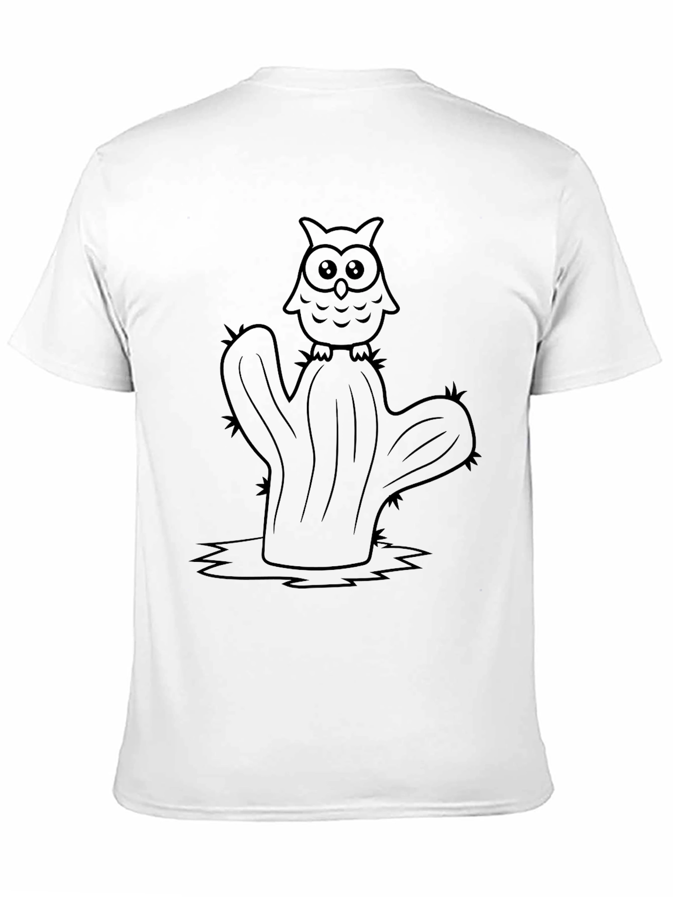 Owl on Cactus Graphic Tee - Unique Design