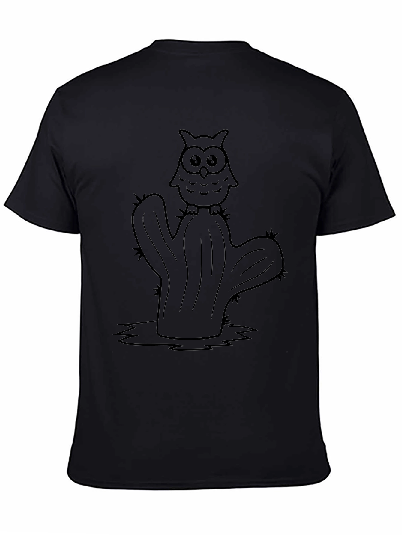 Owl on Cactus Graphic Tee - Unique Design