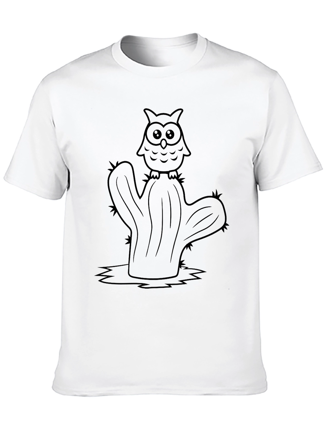 Owl on Cactus Graphic Tee - Unique Design