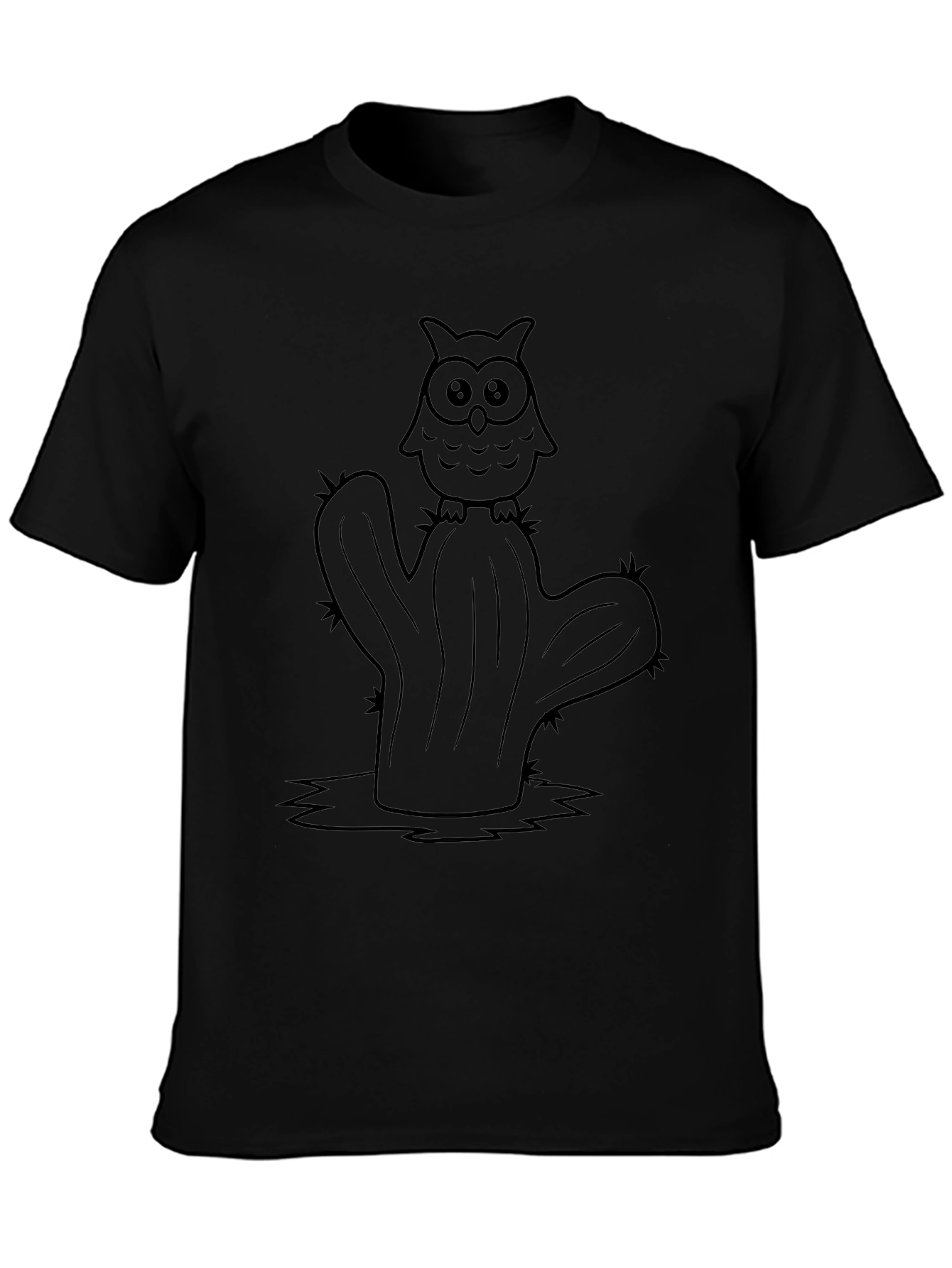 Owl on Cactus Graphic Tee - Unique Design