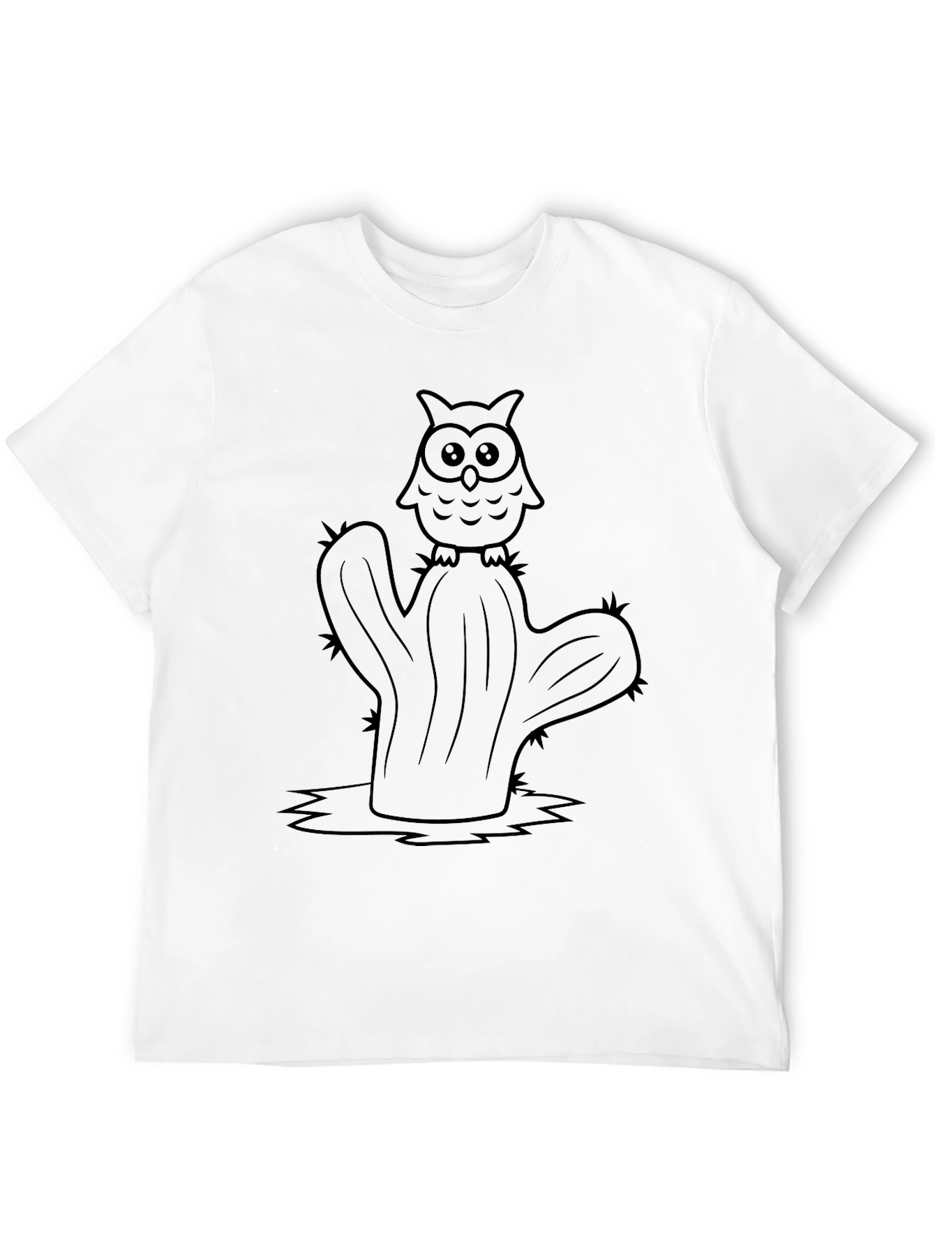 Owl on Cactus Graphic Tee - Unique Design
