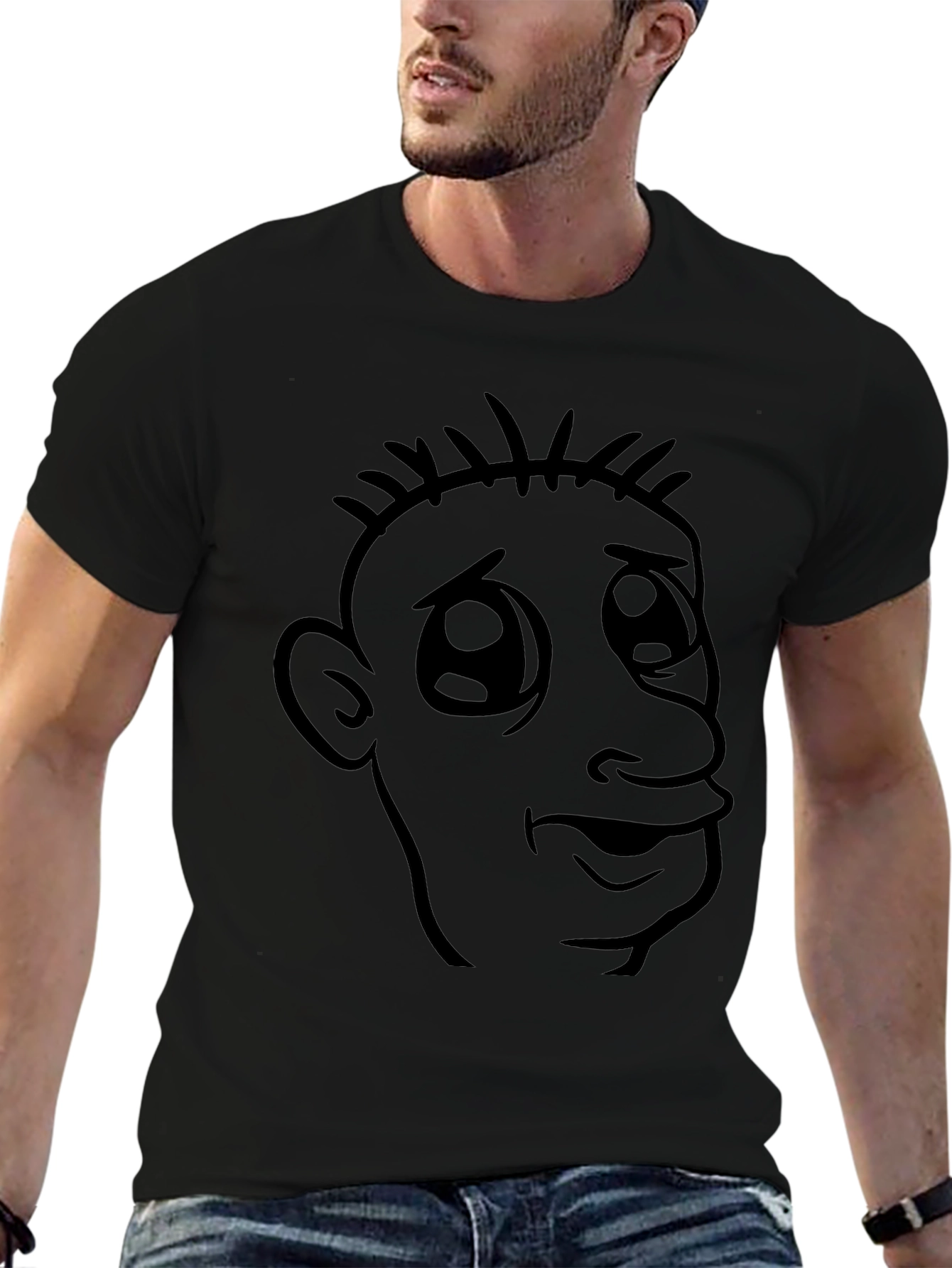 Cartoon Face Black Graphic T-Shirt
