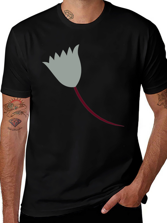 Black T-Shirt with Unique Flower Graphic