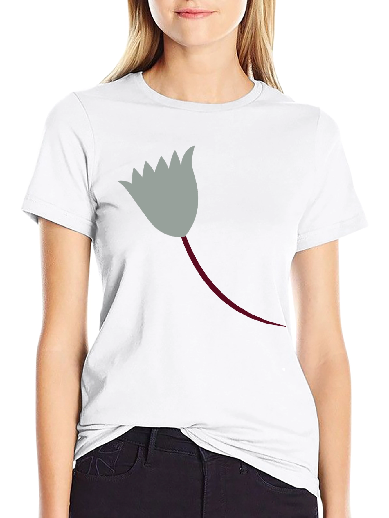 Black T-Shirt with Unique Flower Graphic