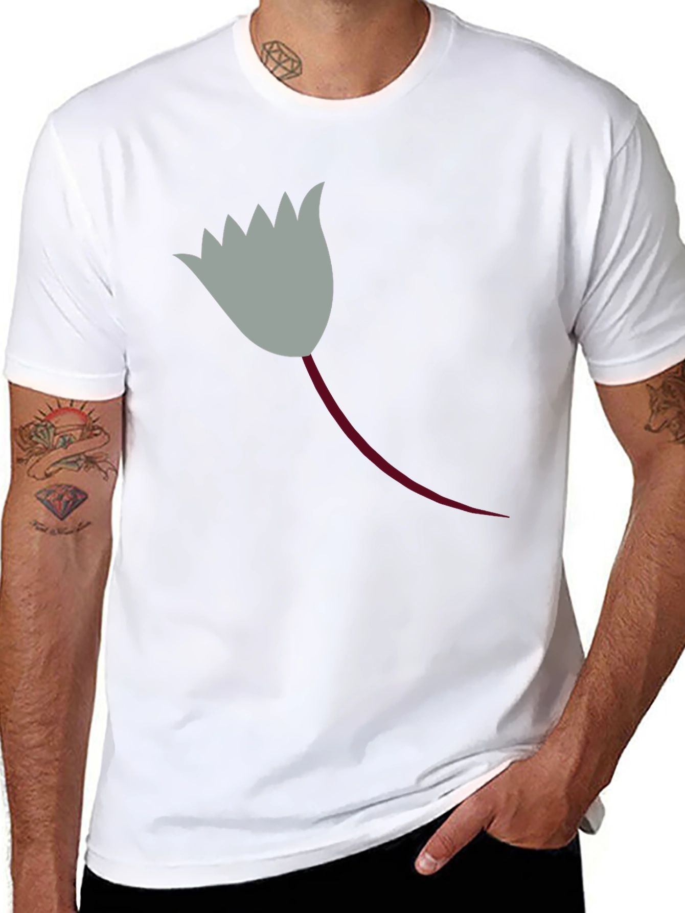 Black T-Shirt with Unique Flower Graphic