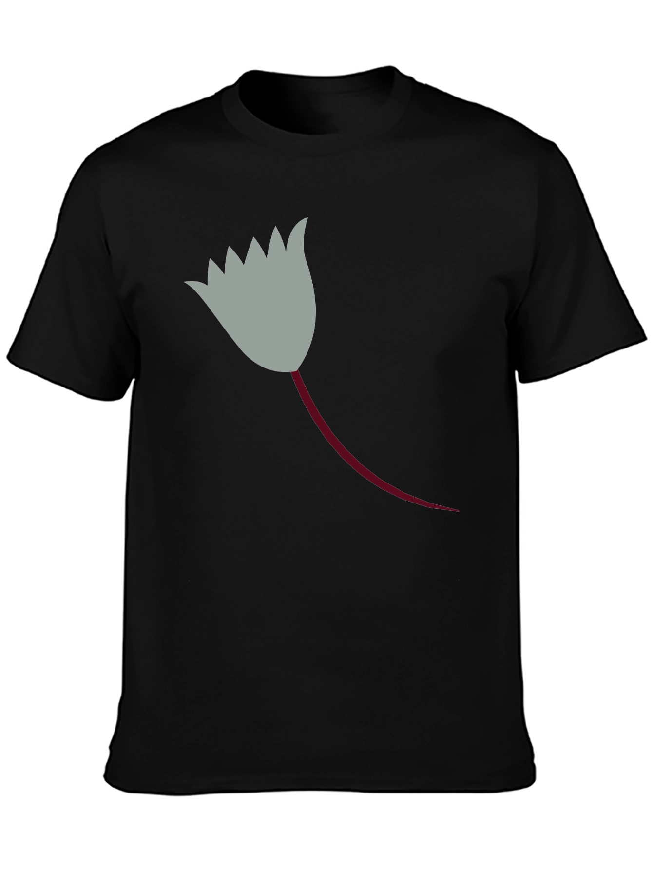 Black T-Shirt with Unique Flower Graphic