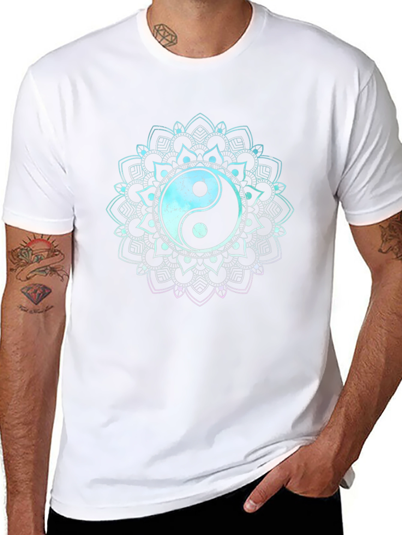 Yin Yang Mandala Graphic Tee - Black