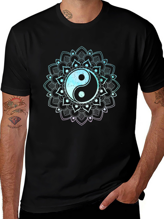 Yin Yang Mandala Graphic Tee - Black