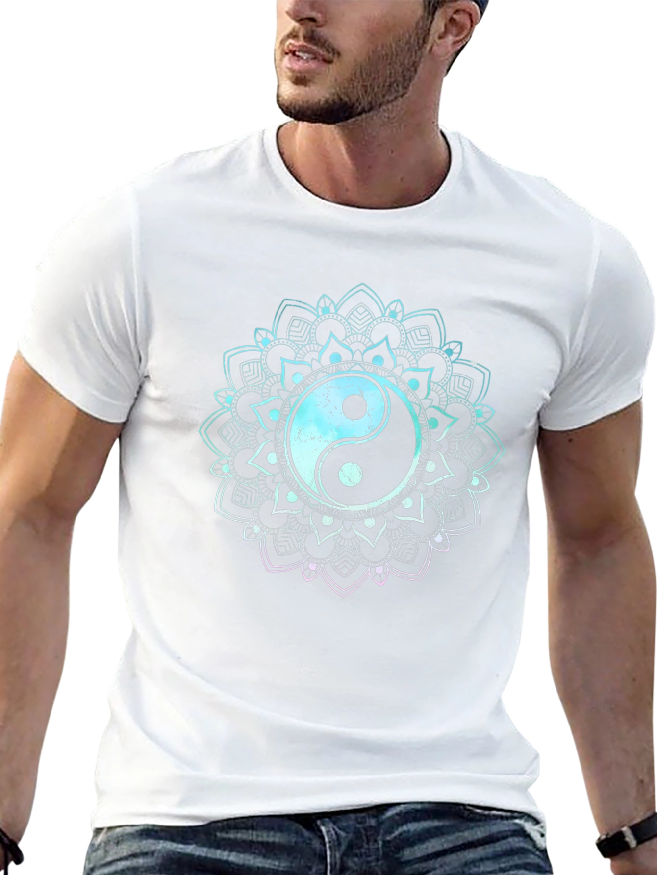 Yin Yang Mandala Graphic Tee - Black