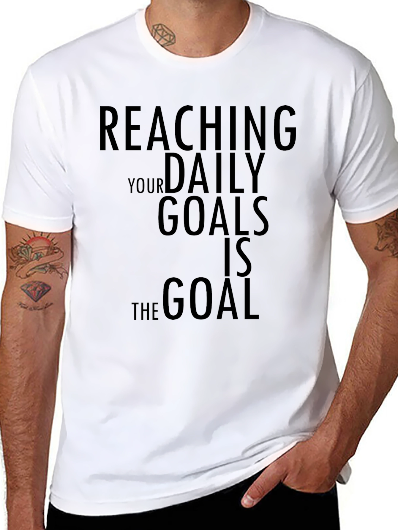 Reaching Daily Goals Motivational Black T-Shirt