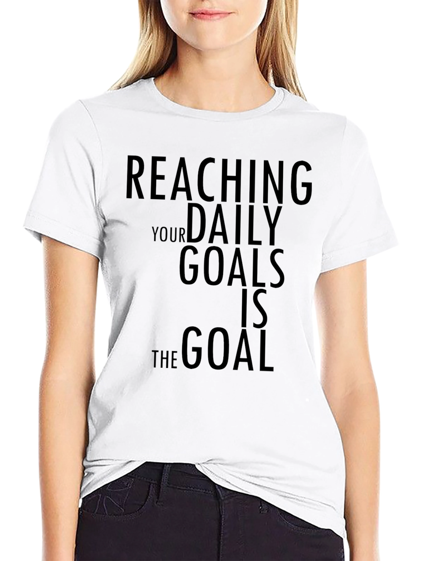 Reaching Daily Goals Motivational Black T-Shirt
