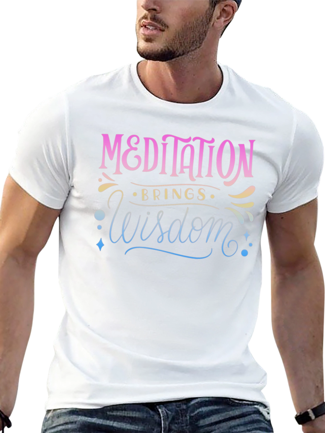 Meditation Brings Wisdom Black T-Shirt