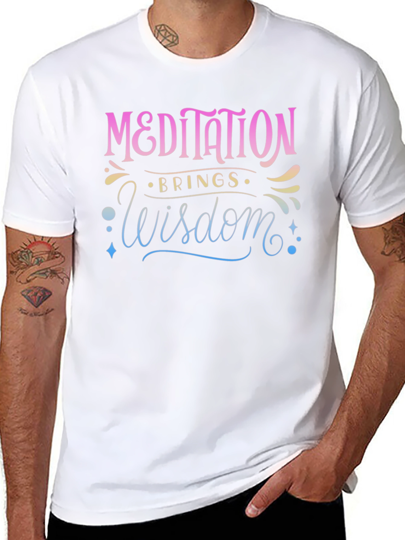 Meditation Brings Wisdom Black T-Shirt