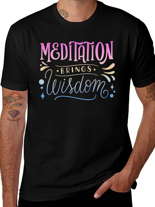 Meditation Brings Wisdom Black T-Shirt