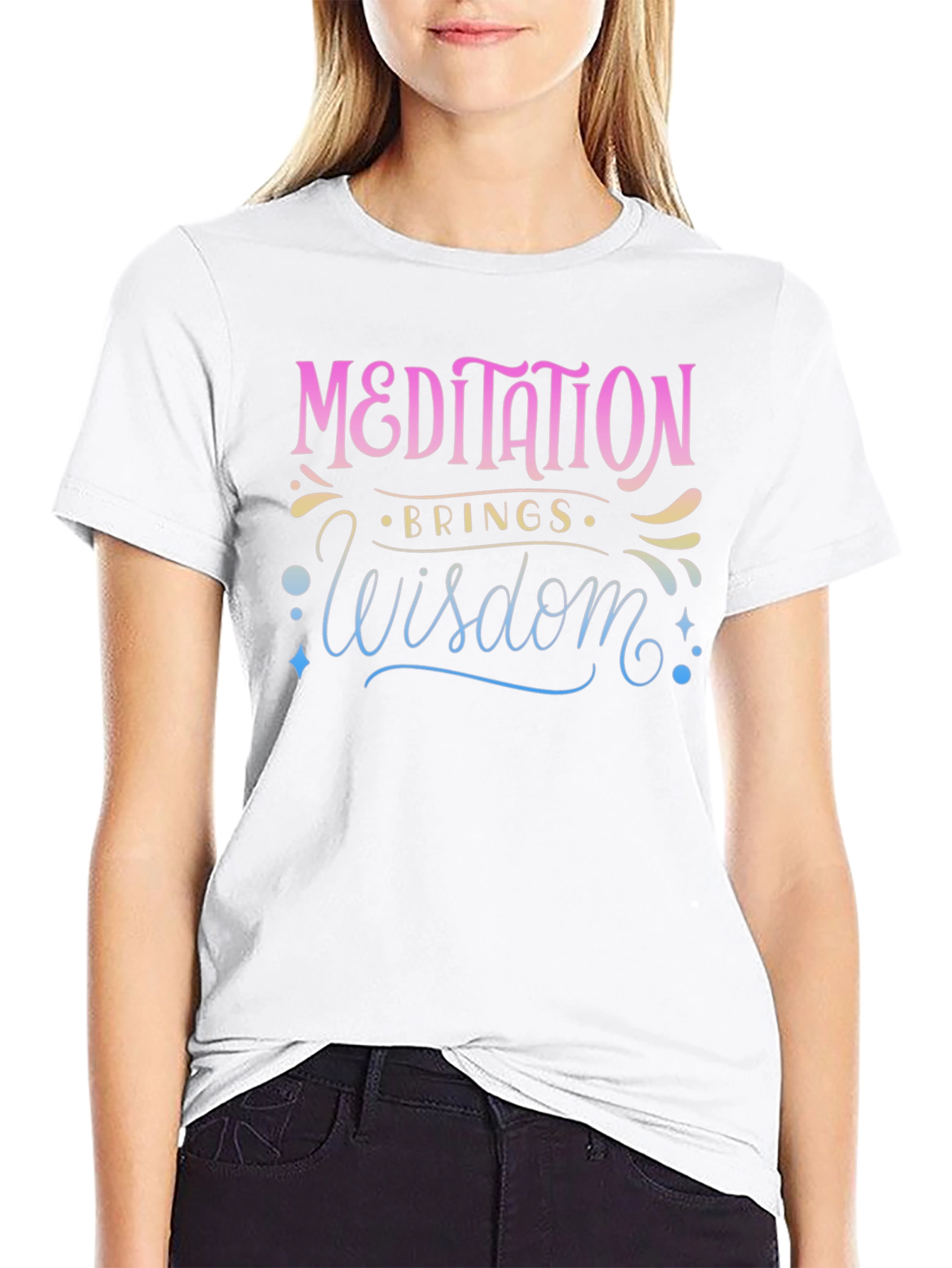 Meditation Brings Wisdom Black T-Shirt