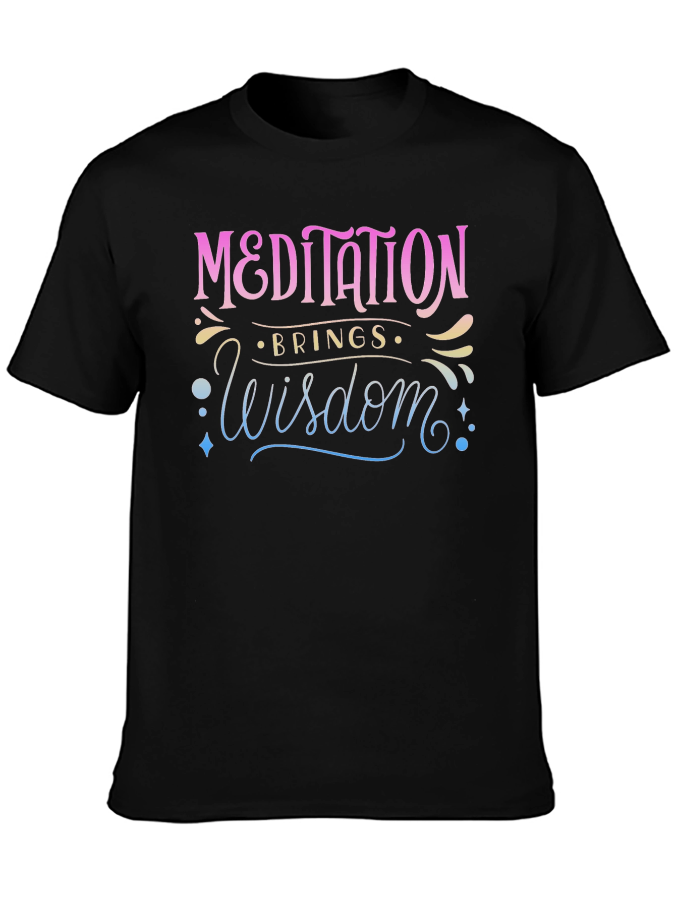 Meditation Brings Wisdom Black T-Shirt