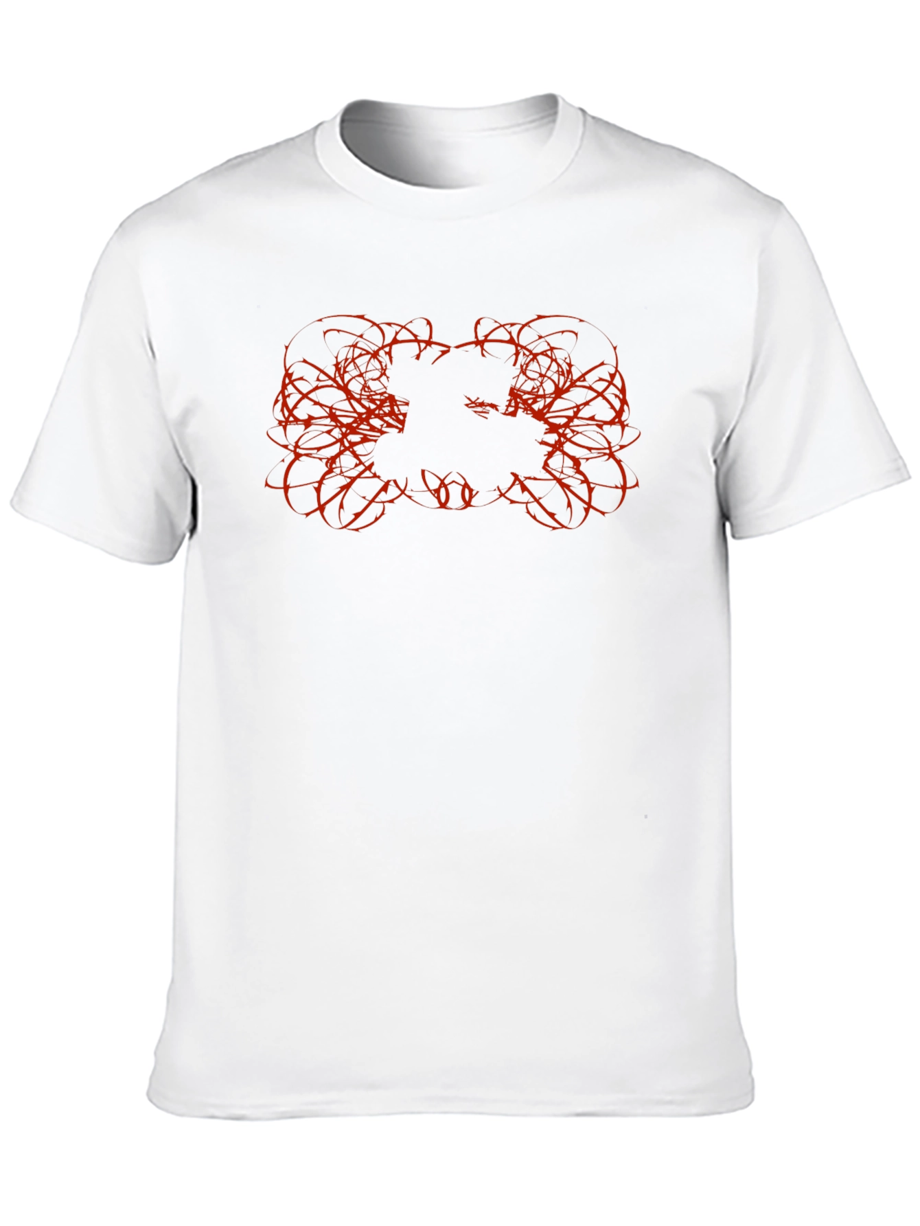 Mens Black Graphic Tee with Red Thorn Design