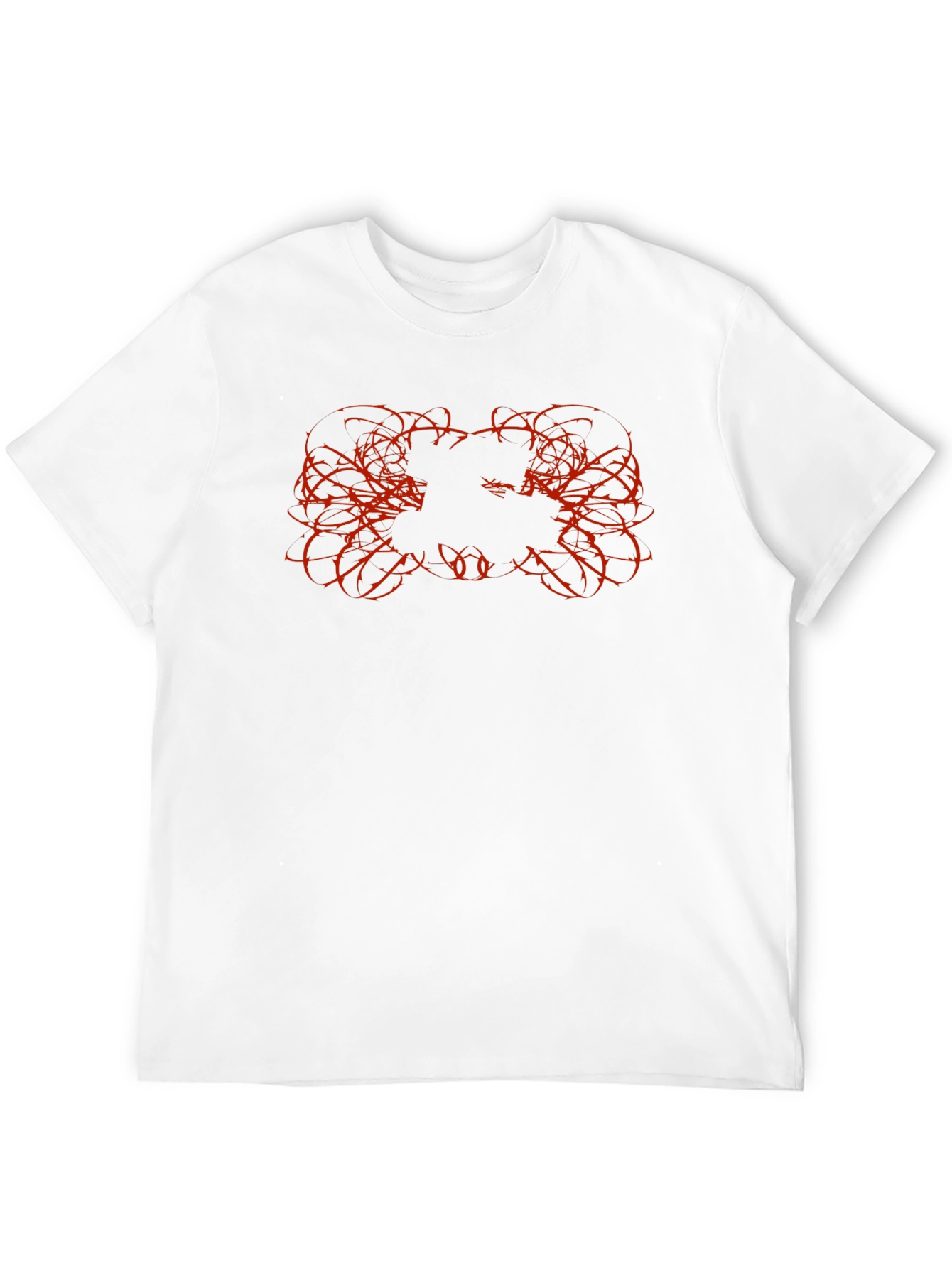 Mens Black Graphic Tee with Red Thorn Design